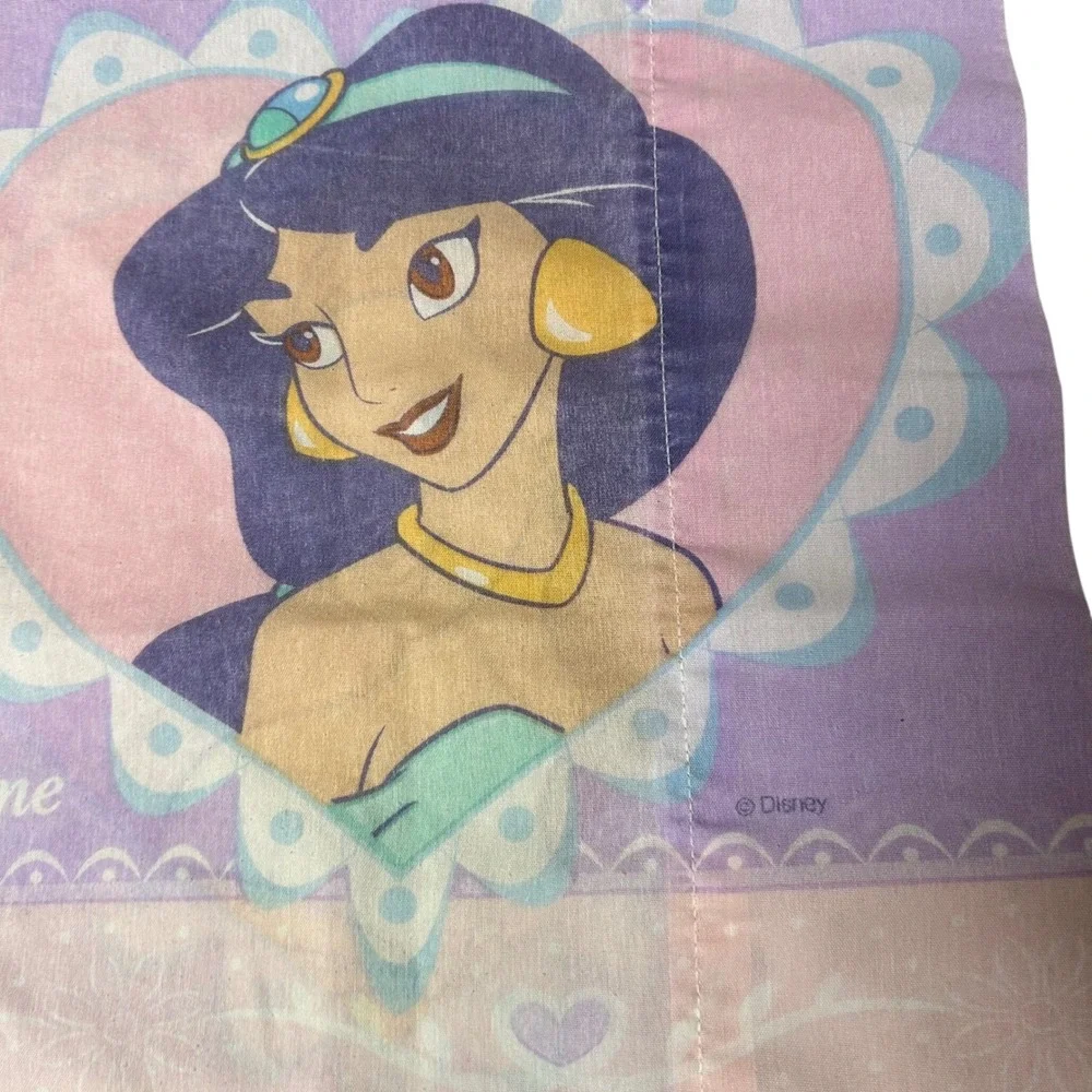 Disney Princess Pillowcase VTG Belle Cinderella Jasmine USA Made Y2K 90s Kidcore